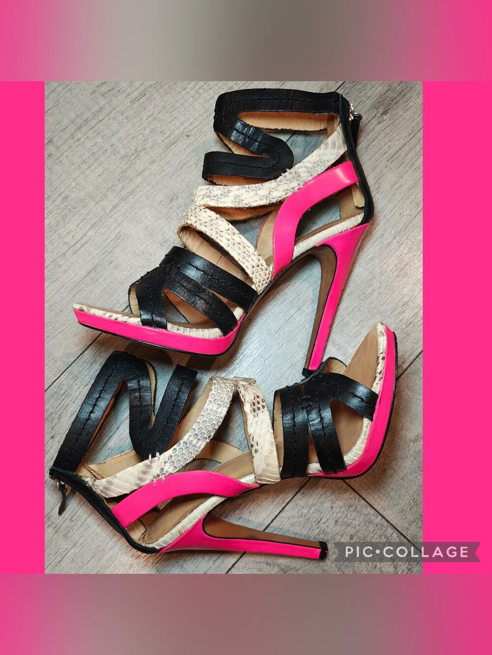🐍Y2K L.A.M.B. Snakeskin-Trimmed Cage Stilleto Gladiator Heels by Gwen Stefani🐍 - Picture 3 of 7